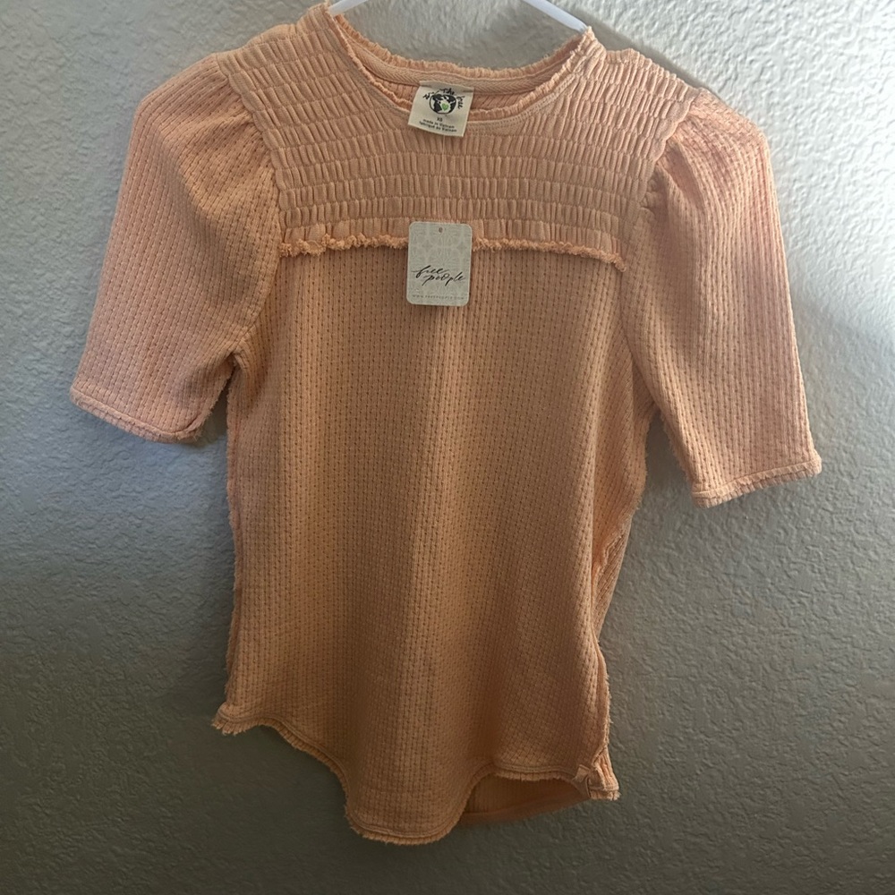 NWT Free People Peach Smocked Blouse